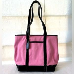 Coach Hand Bag Galley Lunch Tote Bag With Leather Handle & Trim